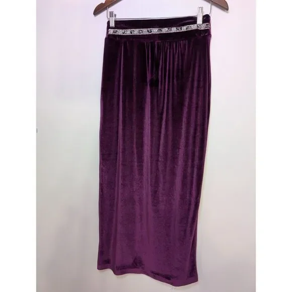 Maya Moda Velvet Maxi Skirt Size Small Purple Rhinestone Waist Formal Whimsigoth - Picture 8 of 8